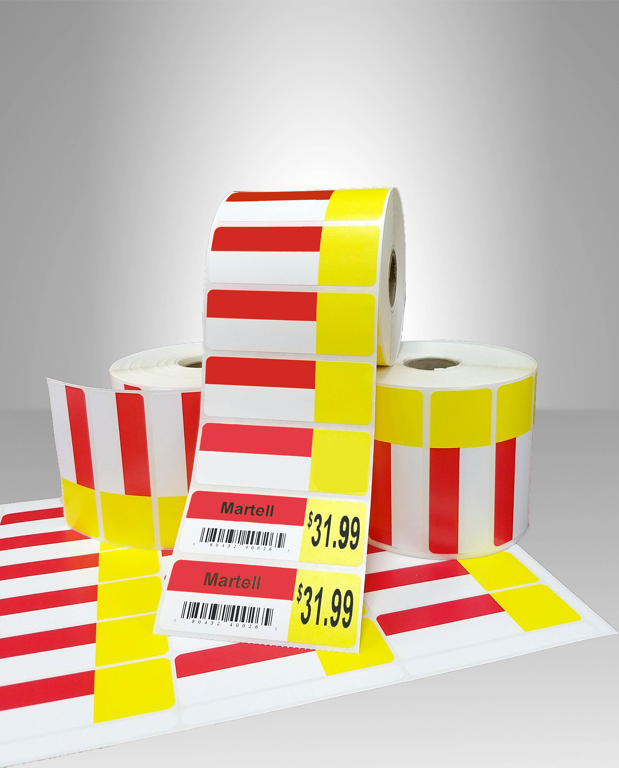These labels were designed to duplicate item #R018000-RY 18up Red/Yellow labels with face perf. and removable adhesive, sheet labels for laser printers.